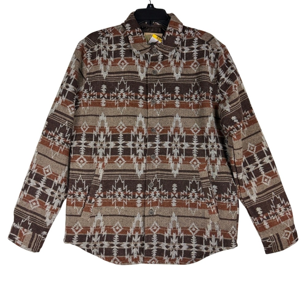 Weatherproof Aztec Shirt Jacket Mens Medium Brown Southwestern Shacket NWT